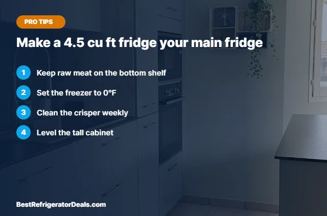 Make a 4.5 cu ft fridge your main fridge tips card