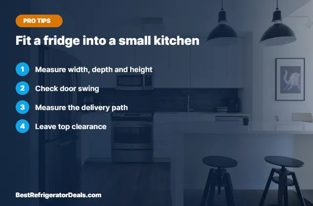 Fit a fridge into a small kitchen tips card