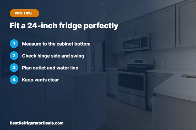 Fit a 24-inch fridge perfectly tips card