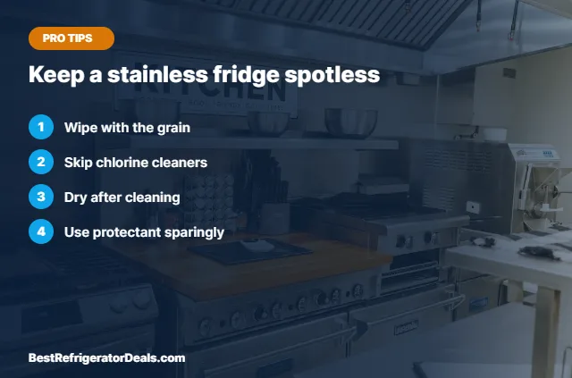 Keep a stainless fridge spotless tips card