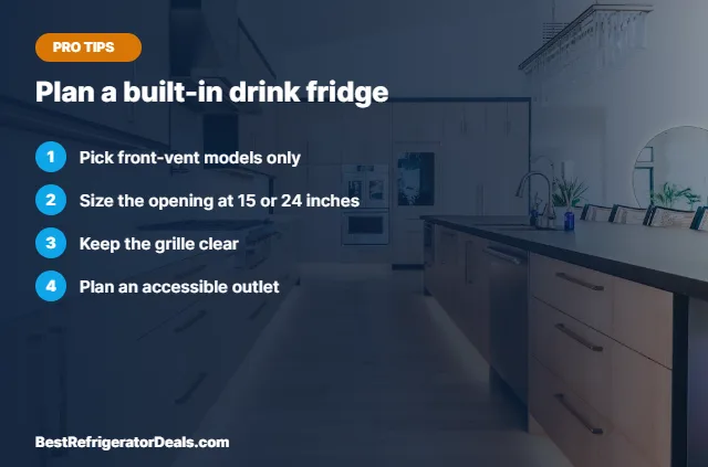 Built-in beverage fridge tips over a modern kitchen photo