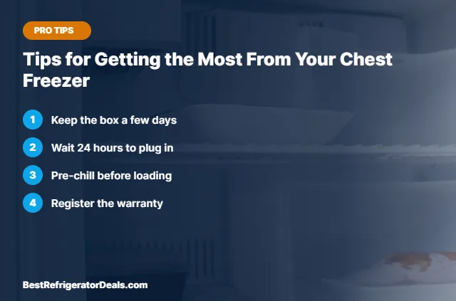 Tips for Getting the Most From Your Chest Freezer tips card