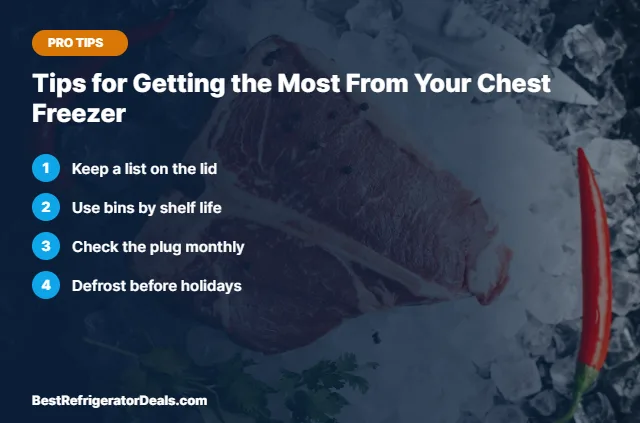 Tips for Getting the Most From Your Chest Freezer tips card