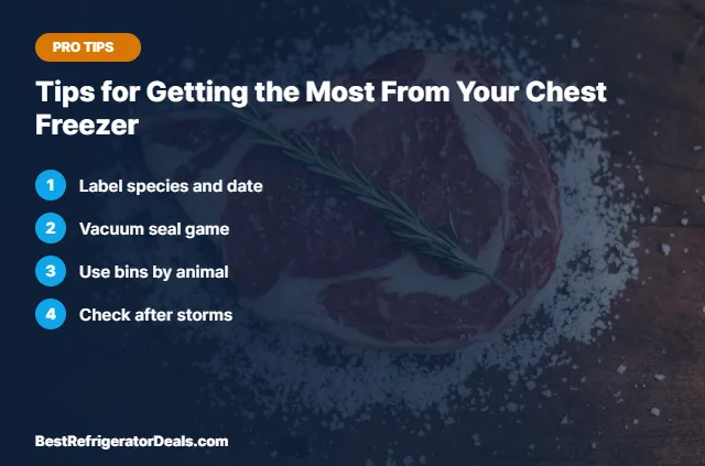 Tips for Getting the Most From Your Chest Freezer tips card