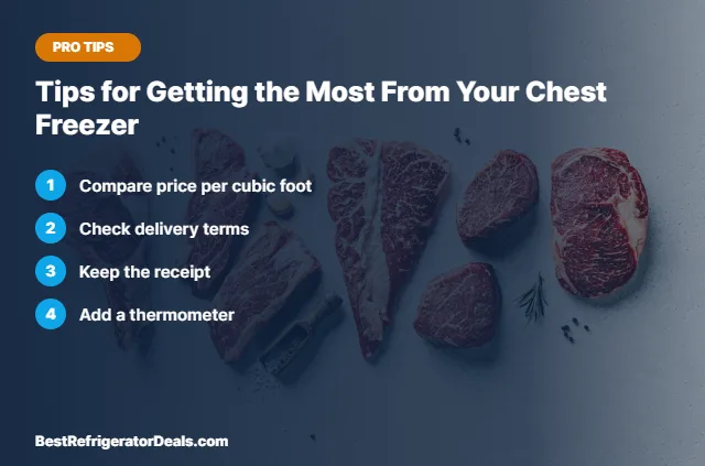 Tips for Getting the Most From Your Chest Freezer tips card