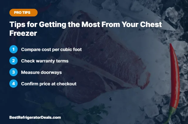 Tips for Getting the Most From Your Chest Freezer tips card