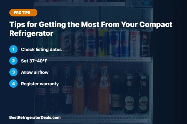 Tips for Getting the Most From Your Compact Refrigerator tips card