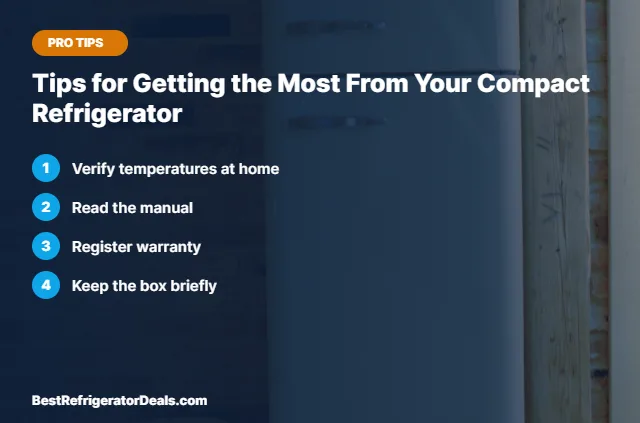 Tips for Getting the Most From Your Compact Refrigerator tips card