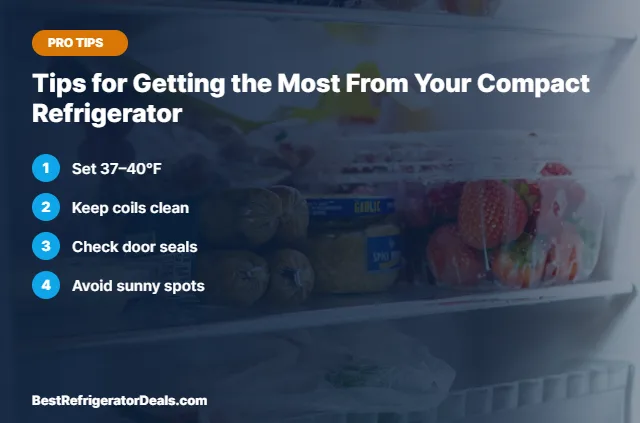 Tips for Getting the Most From Your Compact Refrigerator tips card