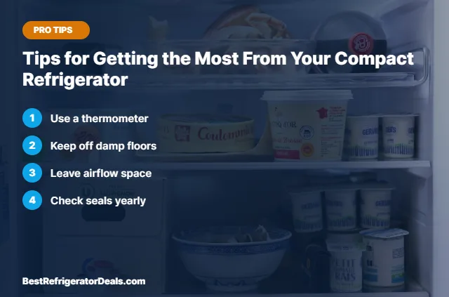 Tips for Getting the Most From Your Compact Refrigerator tips card