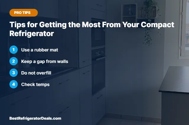 Tips for Getting the Most From Your Compact Refrigerator tips card