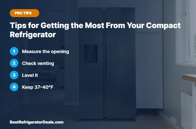 Tips for Getting the Most From Your Compact Refrigerator tips card