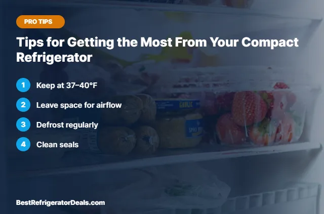 Tips for Getting the Most From Your Compact Refrigerator tips card