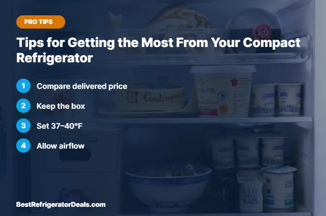 Tips for Getting the Most From Your Compact Refrigerator tips card