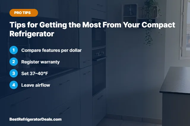 Tips for Getting the Most From Your Compact Refrigerator tips card
