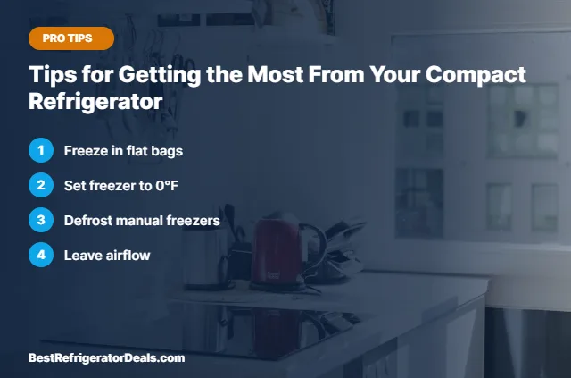 Tips for Getting the Most From Your Compact Refrigerator tips card