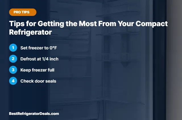 Tips for Getting the Most From Your Compact Refrigerator tips card