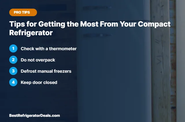 Tips for Getting the Most From Your Compact Refrigerator tips card
