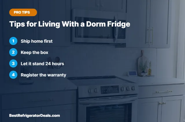 Tips for Living With a Dorm Fridge tips card
