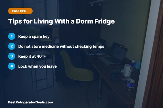 Tips for Living With a Dorm Fridge tips card