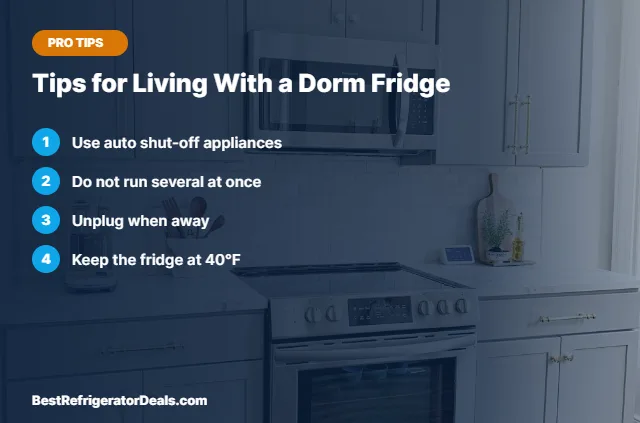 Tips for Living With a Dorm Fridge tips card