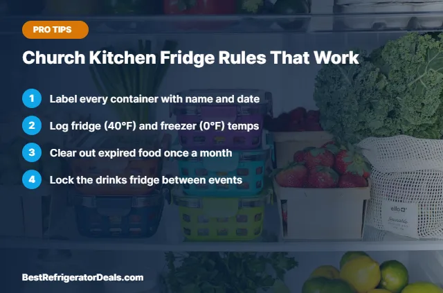 Church kitchen refrigerator rules for volunteers