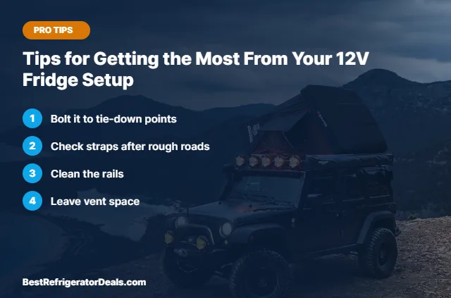 Tips for Getting the Most From Your 12V Fridge Setup tips card