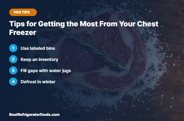 Tips for Getting the Most From Your Chest Freezer tips card