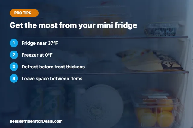 Get the most from your mini fridge tips card