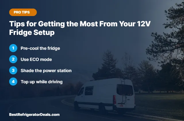 Tips for Getting the Most From Your 12V Fridge Setup tips card