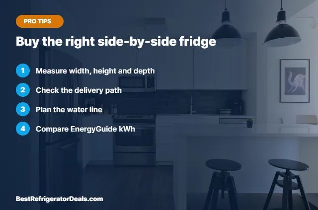 Buy the right side-by-side fridge tips card