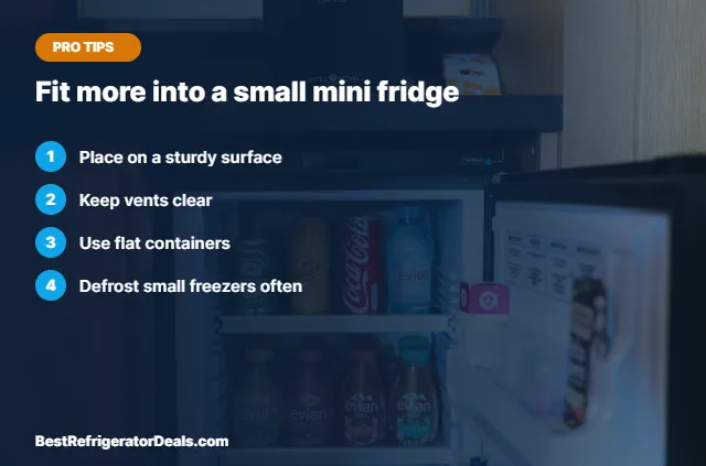 Fit more into a small mini fridge tips card