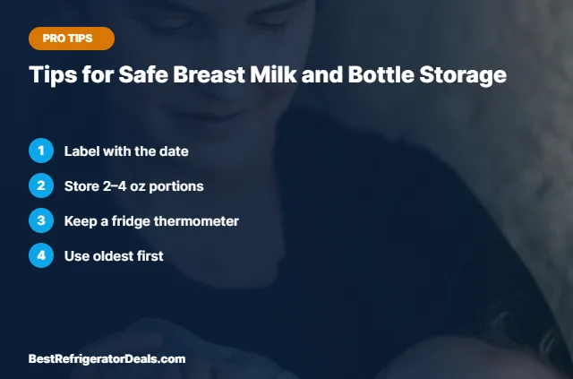 Tips for Safe Breast Milk and Bottle Storage tips card