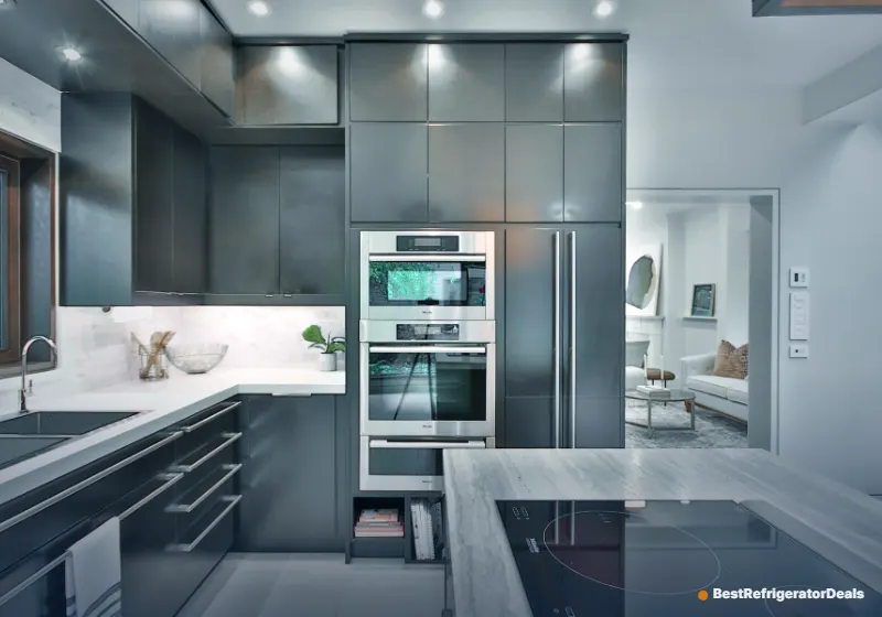 Built-in look refrigerator in a modern kitchen